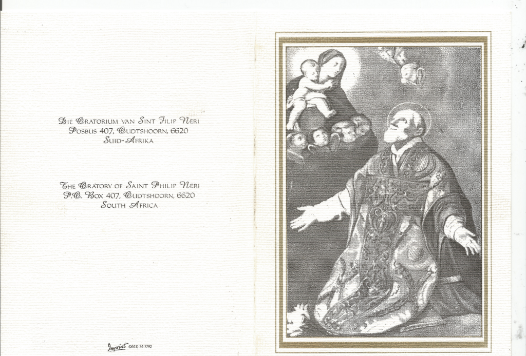 Auszug aus der Einladung zur kanonischen Errichtung des Oratoriums