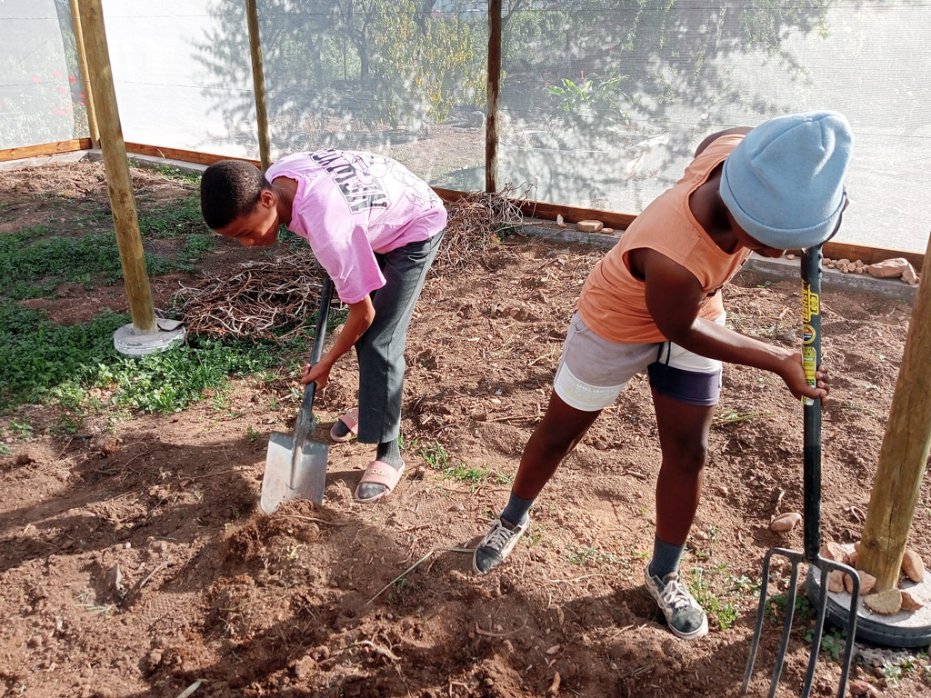 Ausheben des Bodens für die Wasserleitung
