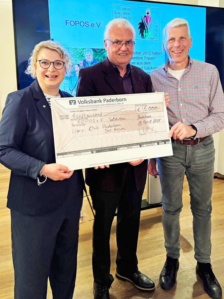 Spendenüberreichung für FOPOS durch den Lions-Club Drei Hasen Paderborn